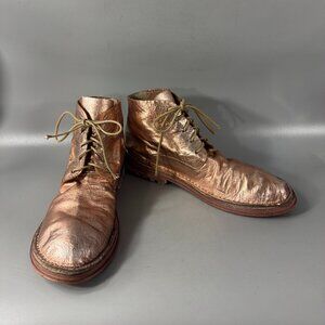 Marsèll Rose-Gold Metallic Leather Lace Up Boots, Size 41